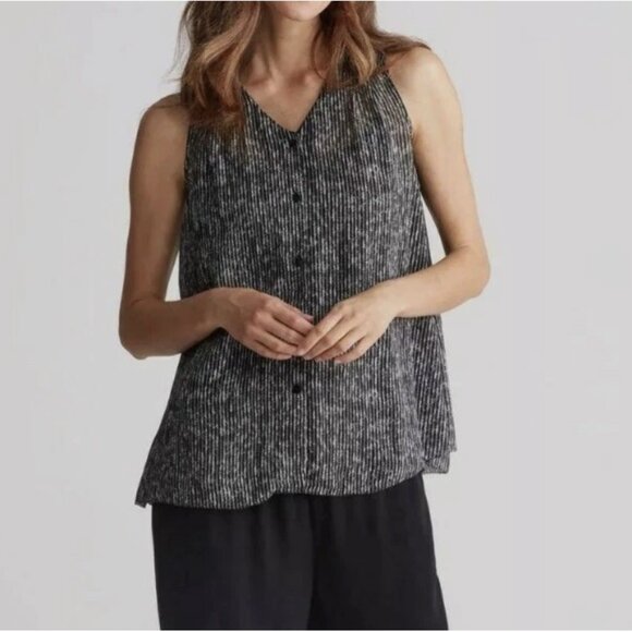 Eileen Fisher Tops - Eileen Fisher Elemental Printed Crinkle Silk Tank Top Size XS (Retail $228)